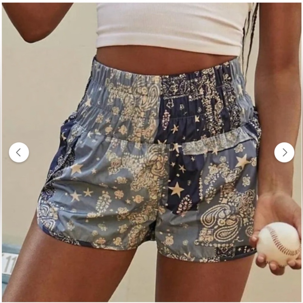 FREE PEOPLE MOVEMENT The Way Home Printed Shorts in Blue Bandana